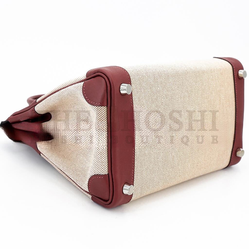 H**me5 BIRKIN 25 LEATHER CANVAS SILVER BUCKLE BAG 6192171144 (25*20*13cm) Master Quality